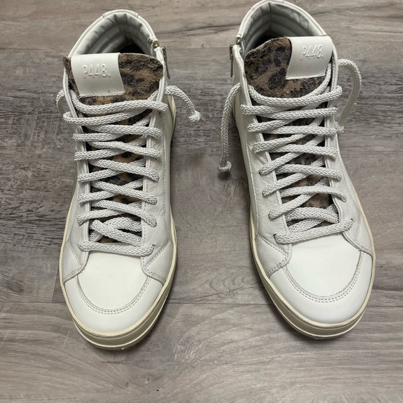 P448 White High-Top Sneakers with Zipper Detail - Picture 3 of 15